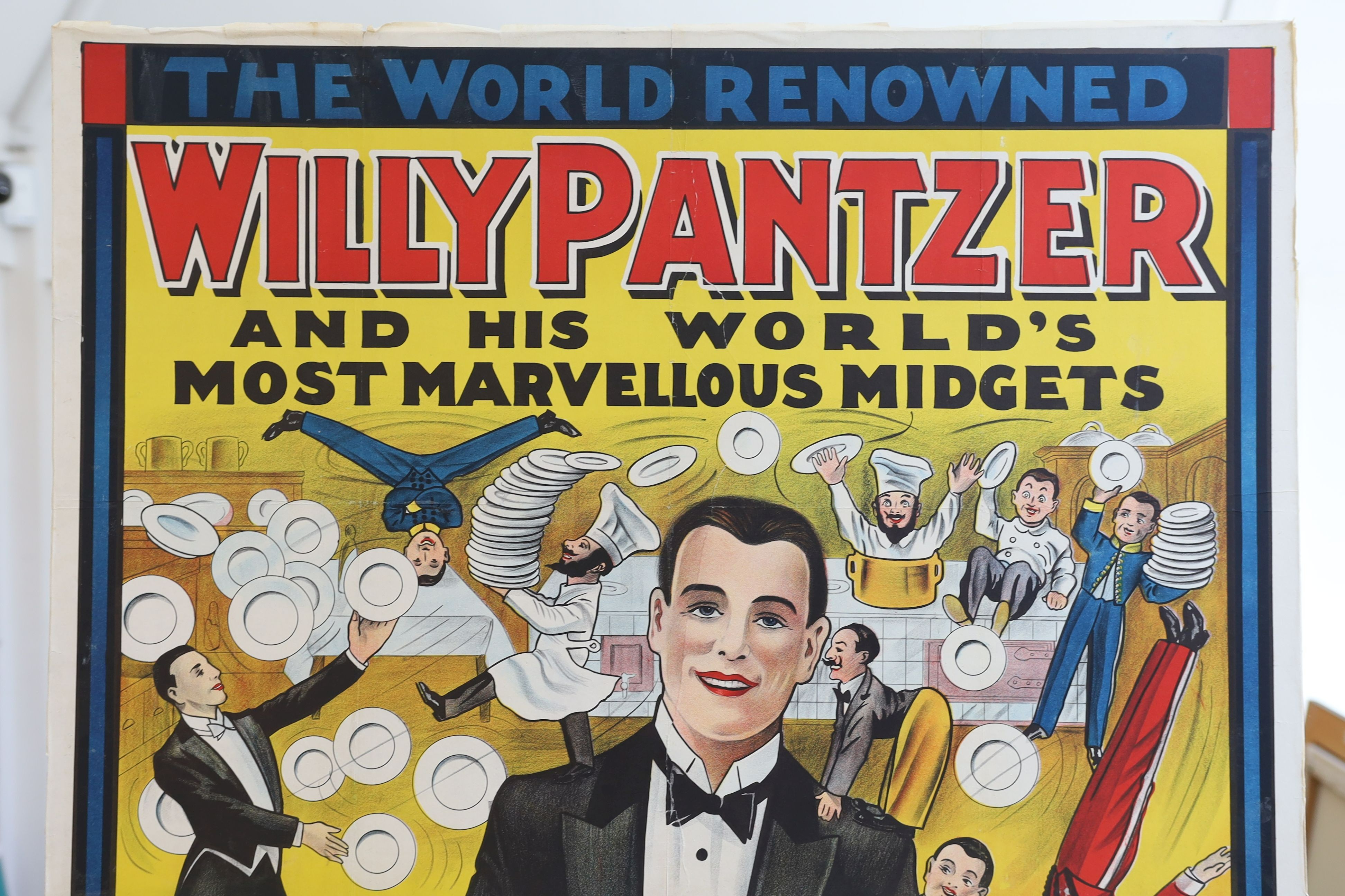 Rolf Kemp. A Moody Brothers limited advertising poster for Willy Pantzer and his World's Most Marvellous Midgets 